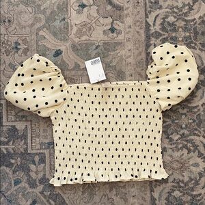 HM Cream Polka Dot Smocked Crop NWT small